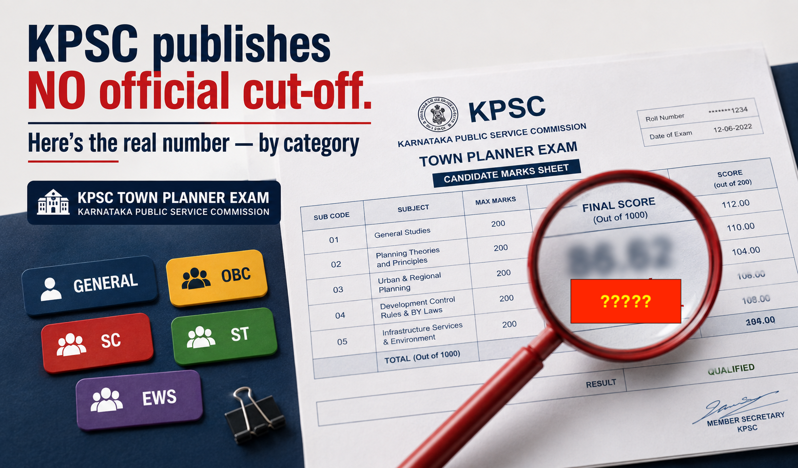 KPSC Town Planning: Every Selected Candidate's Marks by Category, 2020-2024